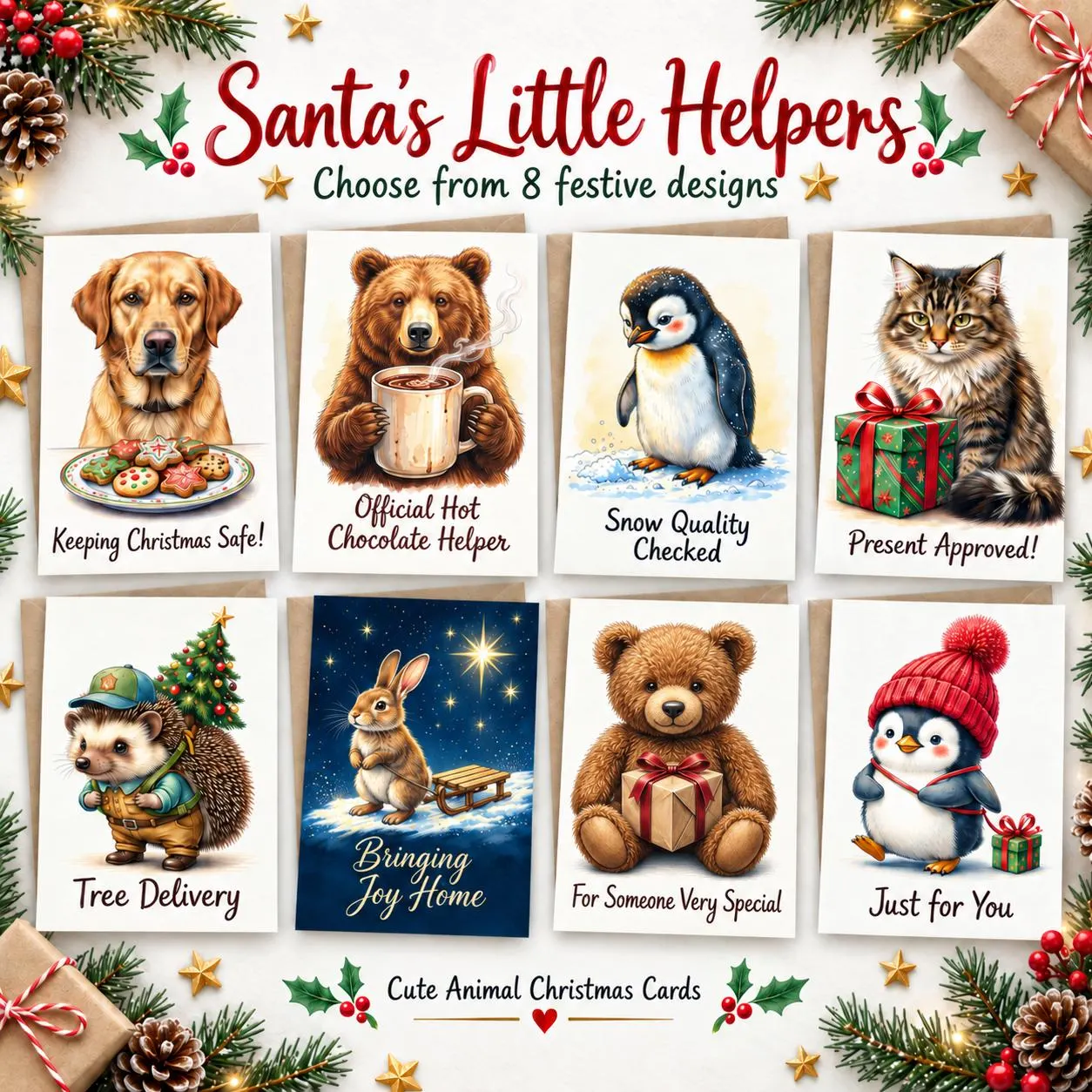 Santa's Little Helpers Collection, Animal Christmas Cards