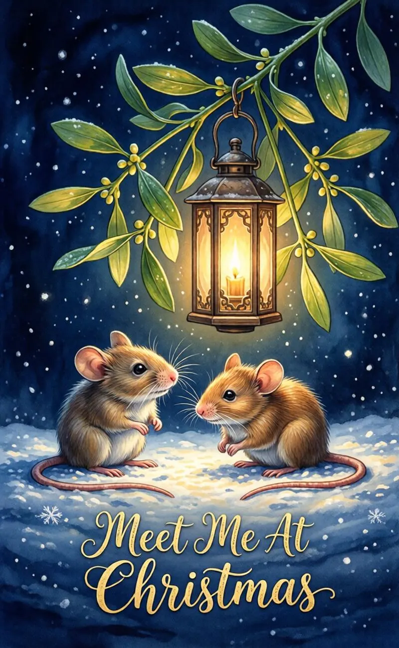 Christmas Post & Mistletoe Cards, Robin, Mouse, Goose Designs (8 Options)
