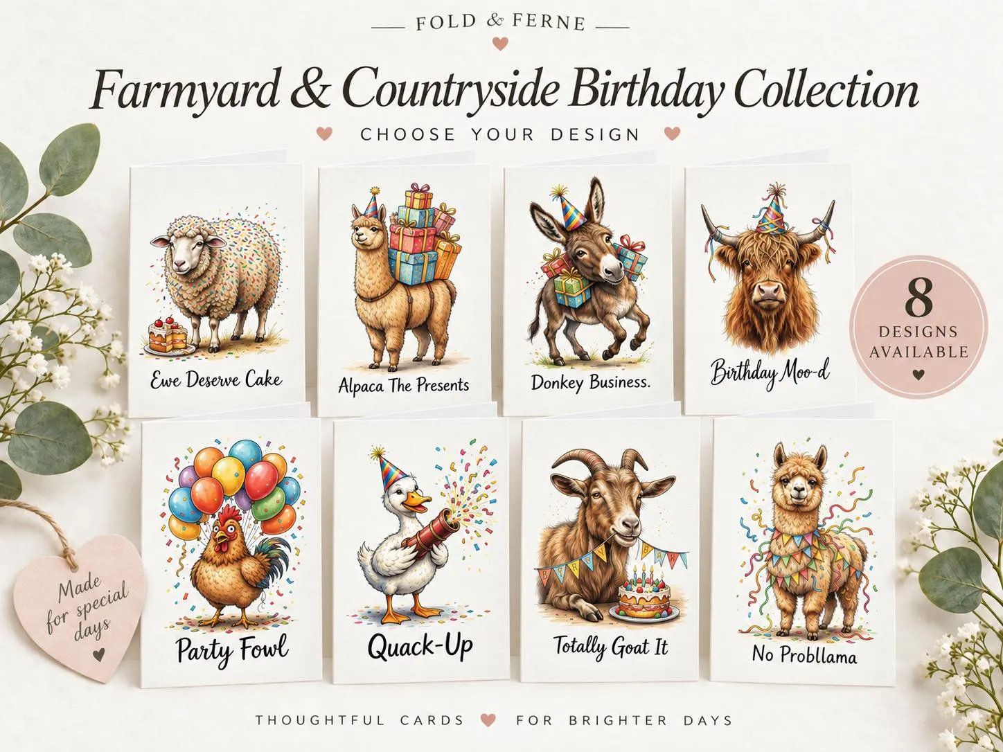 Farmyard Animal Birthday Cards (A6 Folded)